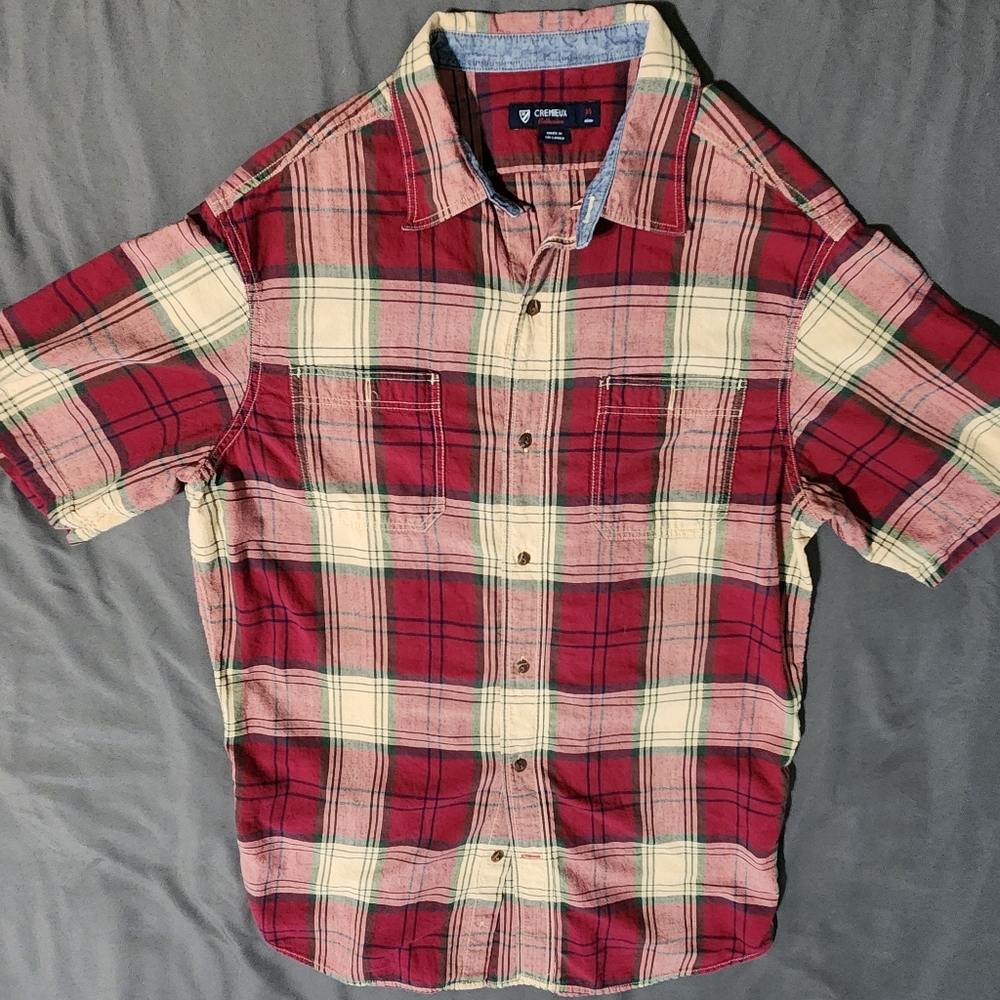 Daniel Cremieux Men's Shirt Short Sleeve M Red Black Plaid Western